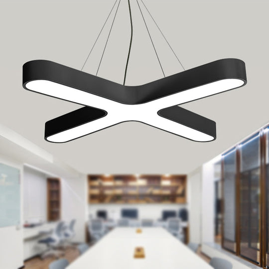 Modern White/Black/Gold Cross Hanging Lamp - 23.5’’/35.5’’ Wide Led Pendant Light With