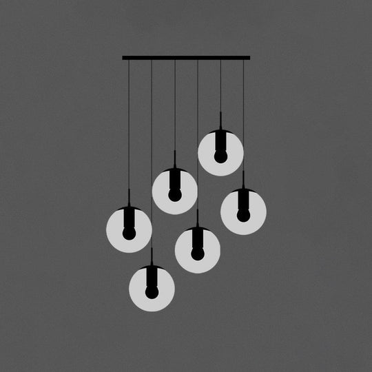 Black Globe Pendant Light Fixture With Cream Glass - Perfect For Stairs And Multiple Hanging Lights