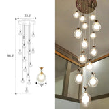 Gold Multi-Light Ceiling Lamp With Clear And Frosted Glass Ball Shades - Minimalistic Pendant For