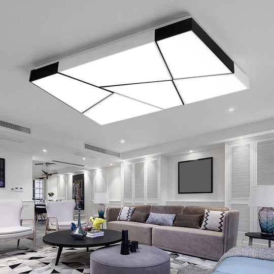Modern Minimalist Led Ceiling Lamp: Black-White Acrylic Flush Mount Light For Living Room