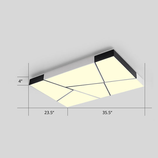 Modern Minimalist Led Ceiling Lamp: Black-White Acrylic Flush Mount Light For Living Room White /