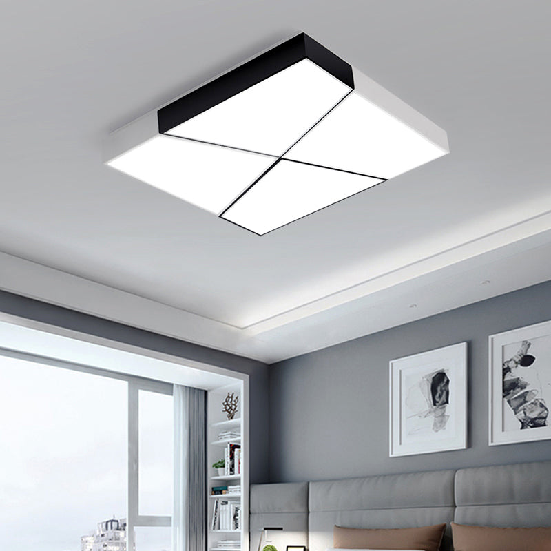 Modern Minimalist Led Ceiling Lamp: Black - White Acrylic Flush Mount Light For Living Room