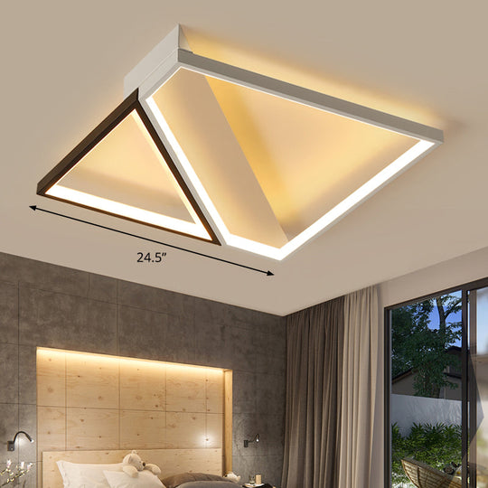 Minimalistic Metal Led Ceiling Light: Square Flush Mount For Bedroom In Black And White / 24.5’