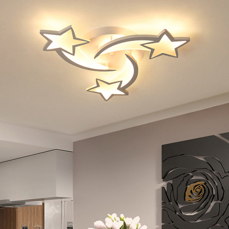 Modern White Acrylic Led Flush Mount Ceiling Light Fixture For Living Room
