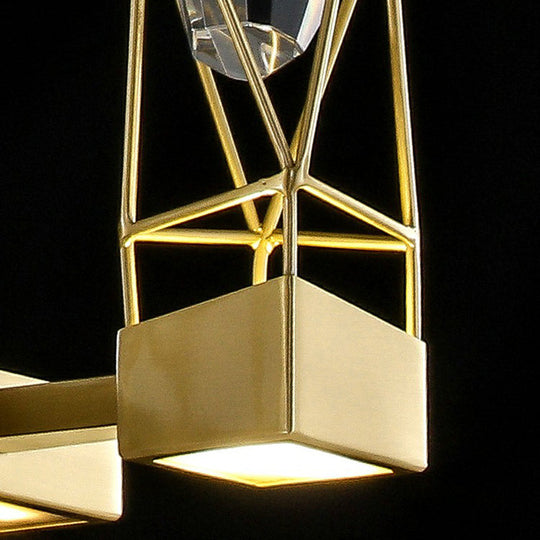 Modern Brass Wall Sconce With Crystal Rock Deco Metal Light Fixture