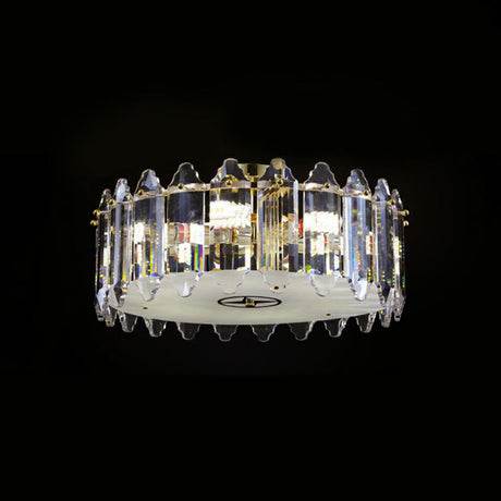 K9 Crystal Drum Flush Light - Elegant 6-Bulb Ceiling Fixture For Bedroom Clear