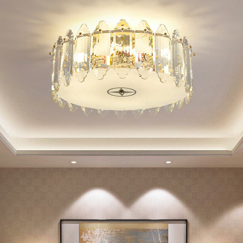 Clear Crystal Flush Mount Ceiling Light Fixture - Elegant 6-Light Lighting For Bedroom