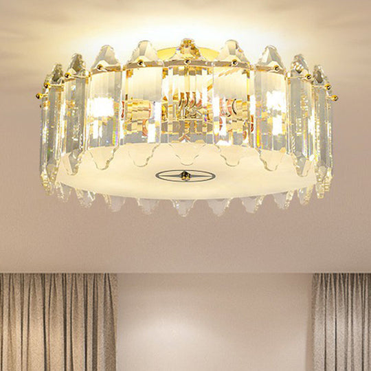 Clear Crystal Flush Mount Ceiling Light Fixture - Elegant 6-Light Lighting For Bedroom