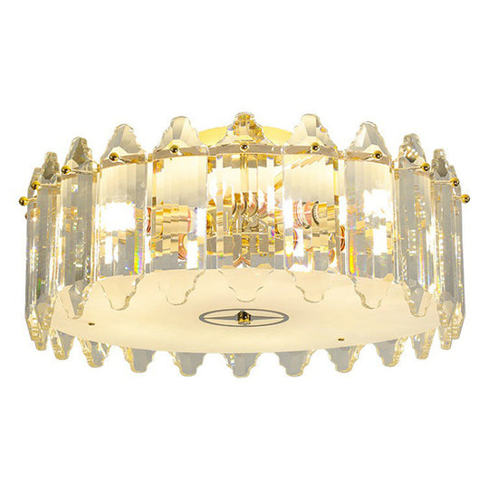 Clear Crystal Flush Mount Ceiling Light Fixture - Elegant 6 - Light Lighting For Bedroom