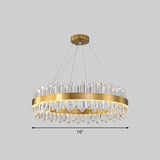 Halo Crystal Chandelier Pendant With Gold Finish And Led Lighting / 16