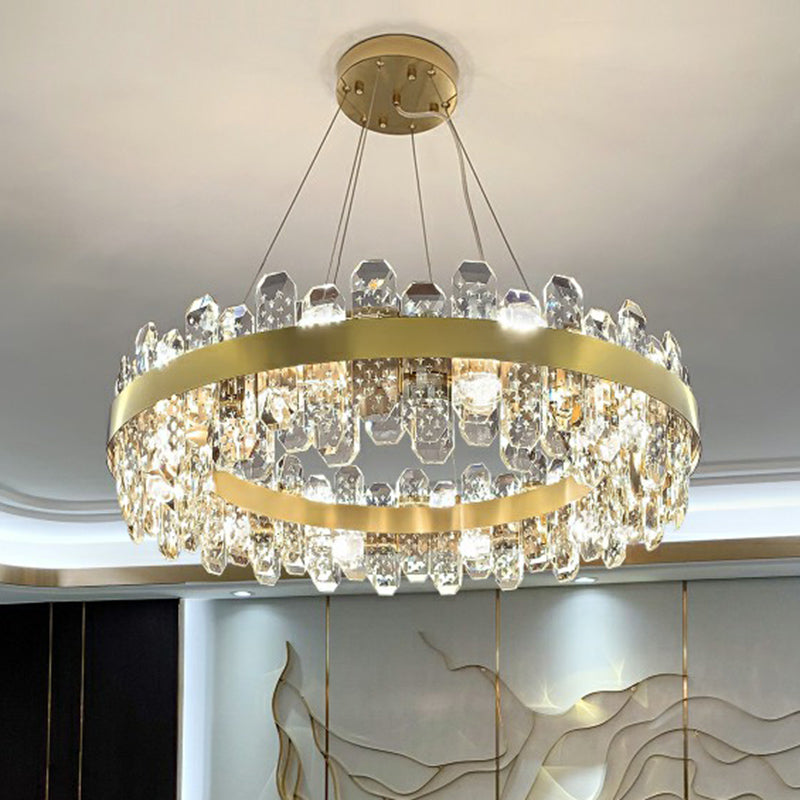 K9 Crystal Loop Pendant Light: Minimalist 8-Bulb Gold Plated Chandelier