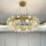 K9 Crystal Loop Pendant Light: Minimalist 8-Bulb Gold Plated Chandelier