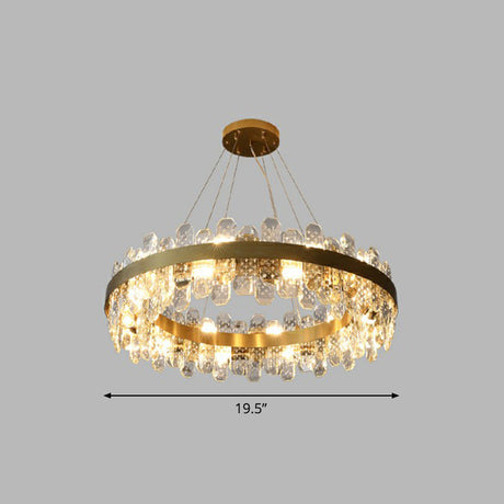 K9 Crystal Loop Pendant Light: Minimalist 8-Bulb Gold Plated Chandelier