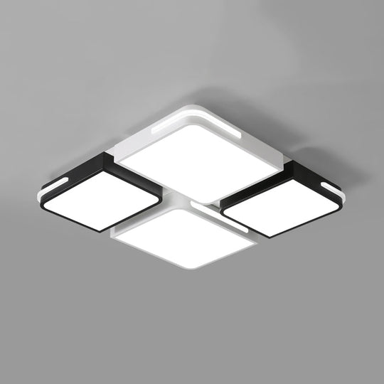 Contemporary Square/Rectangle Acrylic Flush Pendant Light - Led White Mount Lighting