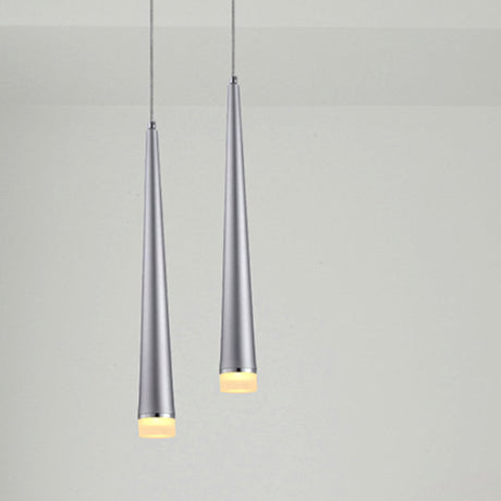 Modern Tapered Ceiling Light: Gray/Red Led Metal Pendant Fixture For Living Room In