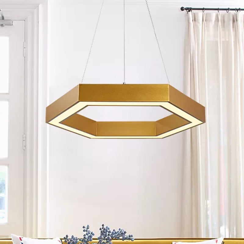Modern Hexagon Metal Suspension Lamp - 16/23.5 Wide Led Gold Pendant Light For Living Room A/B / 16