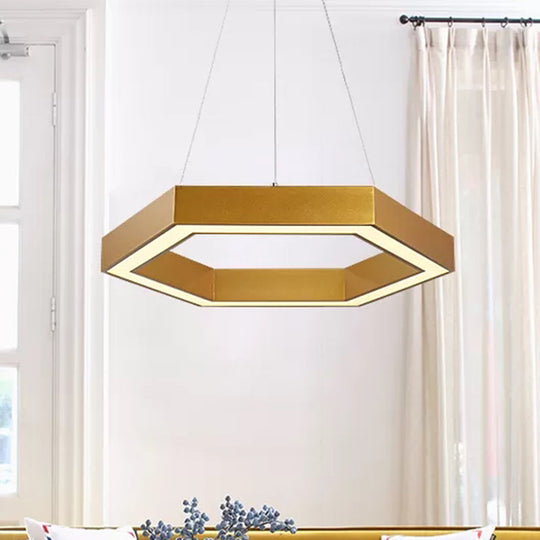 Modern Hexagon Metal Suspension Lamp - 16/23.5 Wide Led Gold Pendant Light For Living Room A/B / 16