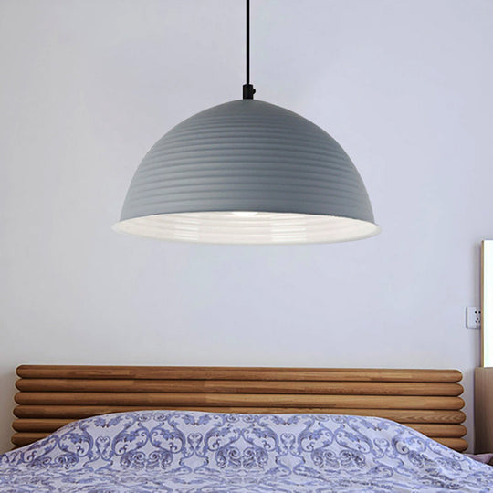 Cafe Store Ridged Domed Pendant Light - Aluminum 12/16 1 Nordic Style Suspension Lamp