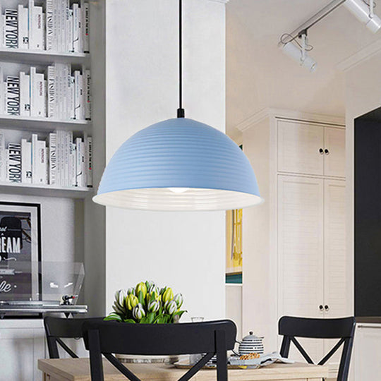 Cafe Store Ridged Domed Pendant Light - Aluminum 12/16 1 Nordic Style Suspension Lamp