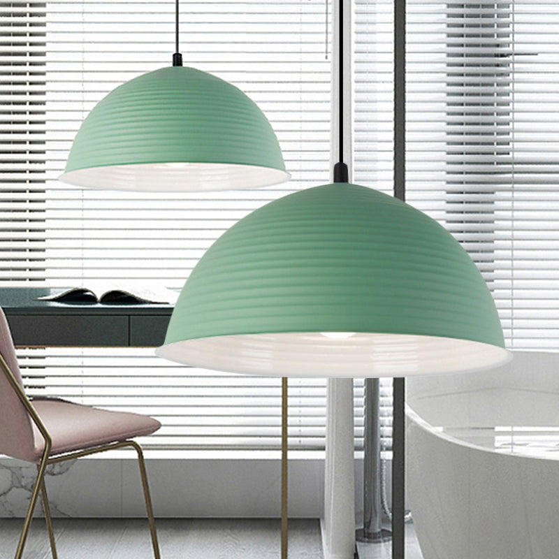 Cafe Store Ridged Domed Pendant Light - Aluminum 12/16 1 Nordic Style Suspension Lamp