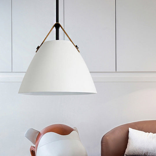 Modern Nordic Curved Coolie Pendant Light - Aluminum Hanging Lamp Single Black/Blue/Grey/Pink/White