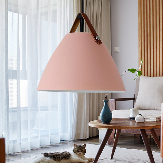 Modern Nordic Curved Coolie Pendant Light - Aluminum Hanging Lamp Single Black/Blue/Grey/Pink/White
