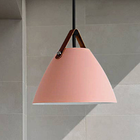 Modern Nordic Curved Coolie Pendant Light - Aluminum Hanging Lamp Single Black/Blue/Grey/Pink/White