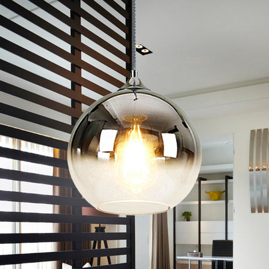 8/10/12 Nordic Glass Globe Pendant Lighting - 1-Light Sliver/Gold/Rose Gold Hanging Light