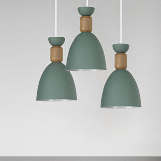 Macaron Dining Room Suspended Light Fixture With Metal And Wood Accents