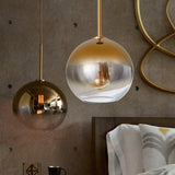 Nordic Glass Globe Pendant Lighting - 8’/10’/12’W 1 Light Sliver/Gold Hanging