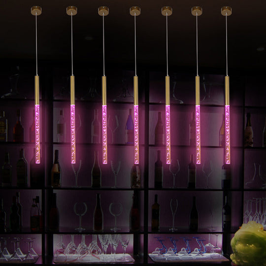 Modern Bubble Crystal Pendant Light - Linear Design Gold Finish Warm/White/Purple Ideal For Bars /