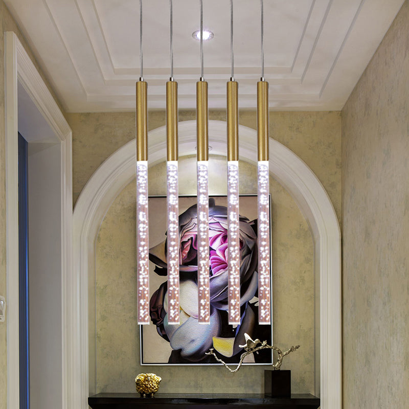 Modern Crystal Hanging Pendant Light - 1-Light Gold Ceiling Lamp For Bars Warm/White/Purple