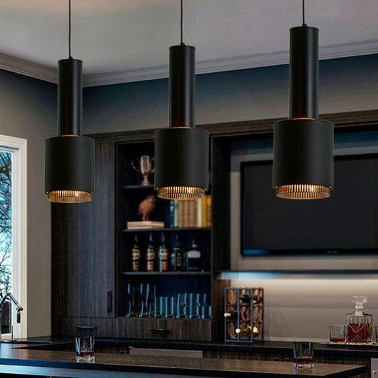 Modernist Black/White Hand Grenade Pendant Light For Restaurant: Metal Hanging Ceiling Fixture Black