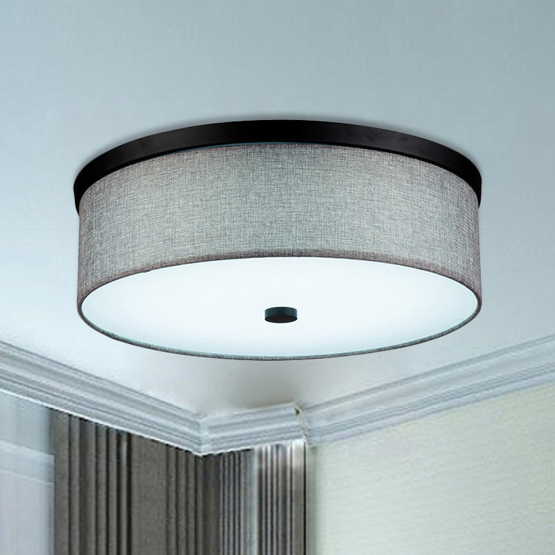 Modern Grey Drum Ceiling Mounted Led Flush Mount Lamp 16/19.5 Dia