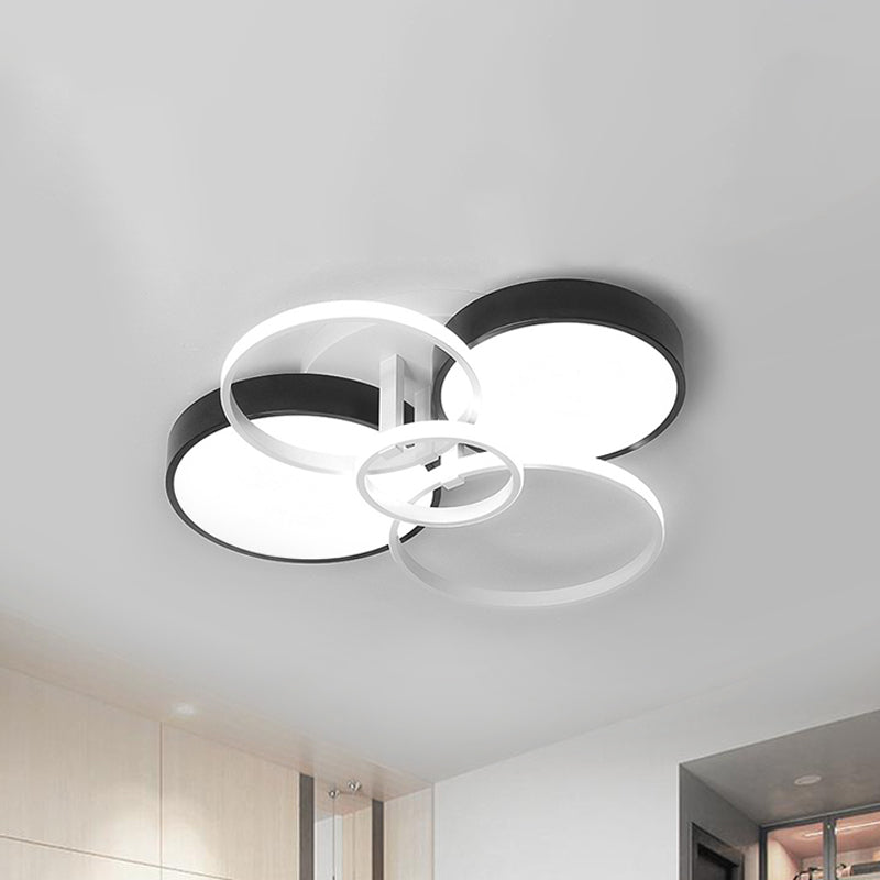 Modern Black Acrylic Ceiling Mounted Light For Living Room - Circular Close To Design With 3/5