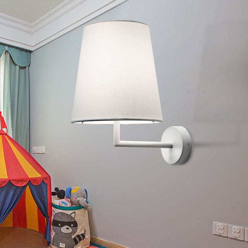 Modern Led Cone Wall-Mounted Fabric Sconce Light In Black/White For Living Room White