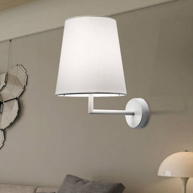 Modern Led Cone Wall-Mounted Fabric Sconce Light In Black/White For Living Room