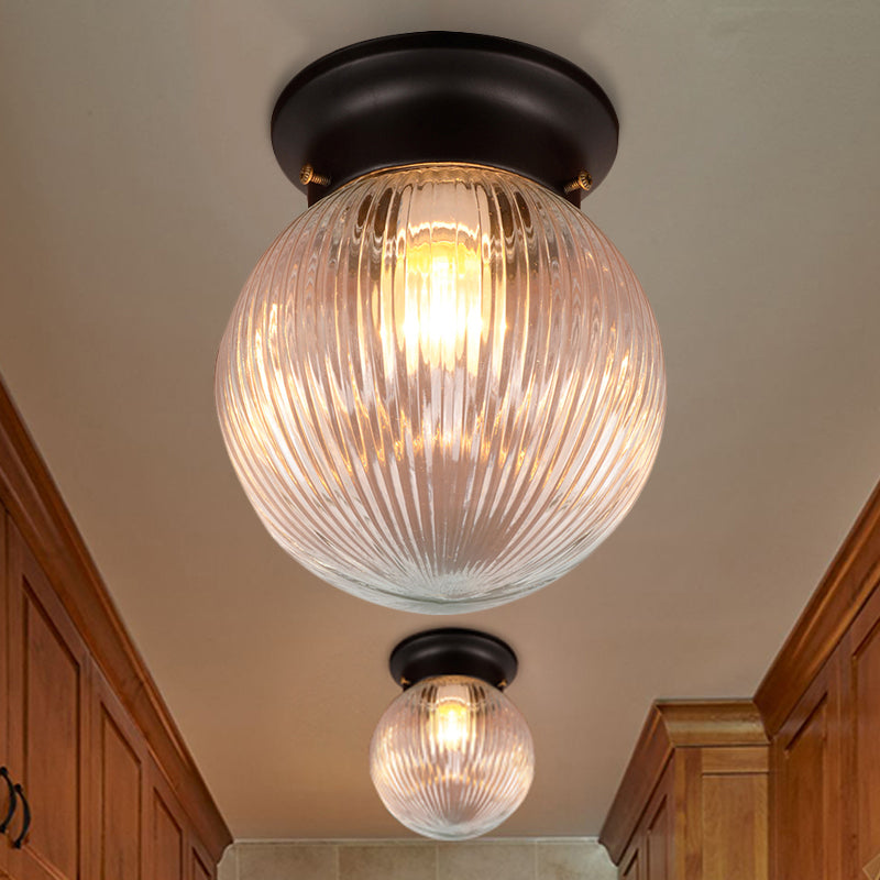 Modern Black Ball Flush Mount Ceiling Light With Clear Glass - 1 Fixture