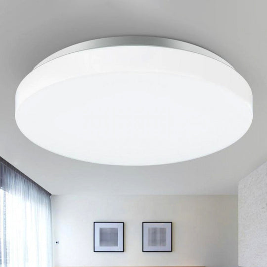 Modern Round Led Ceiling Light With Acrylic Shade - Metal White 7.5’/9’/12’ Dia Flush Mount