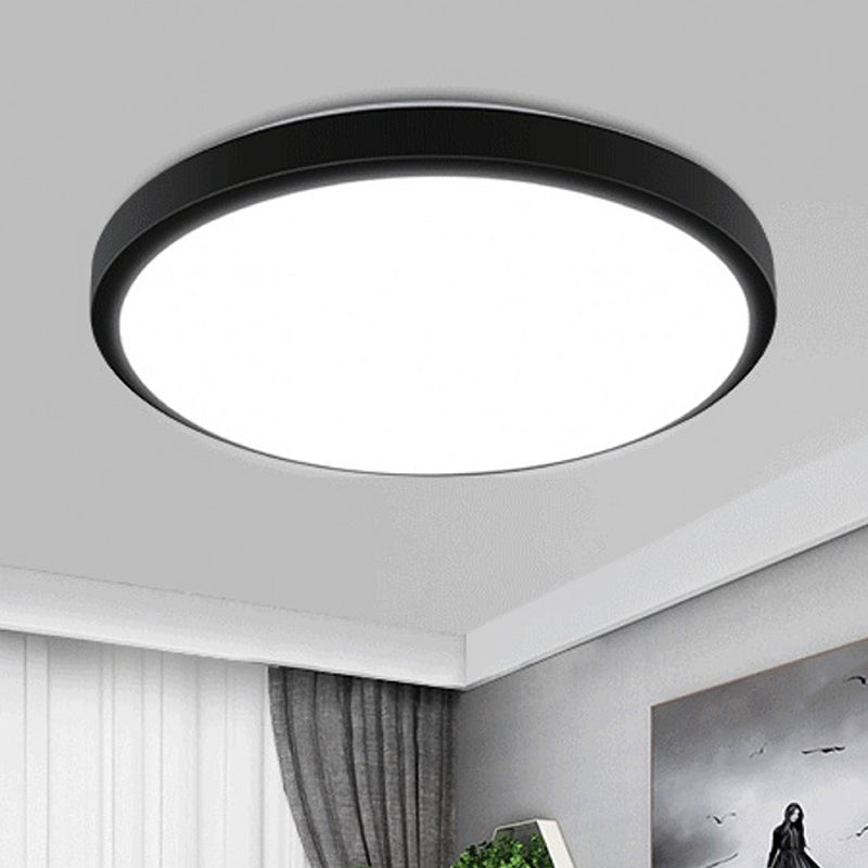Contemporary Led Flush Mount Ceiling Light In Black With Acrylic Shade Warm/White 10.5-16 Diameter