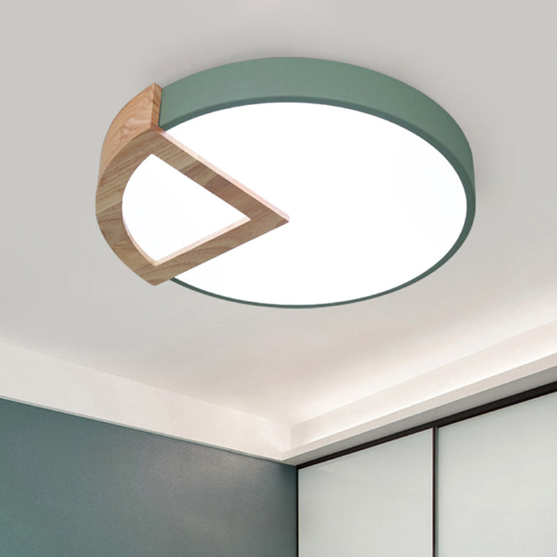Wood Triangle Nordic Led Ceiling Lamp In 5 Colors (Warm/White) For Kindergarten Green / 12 White