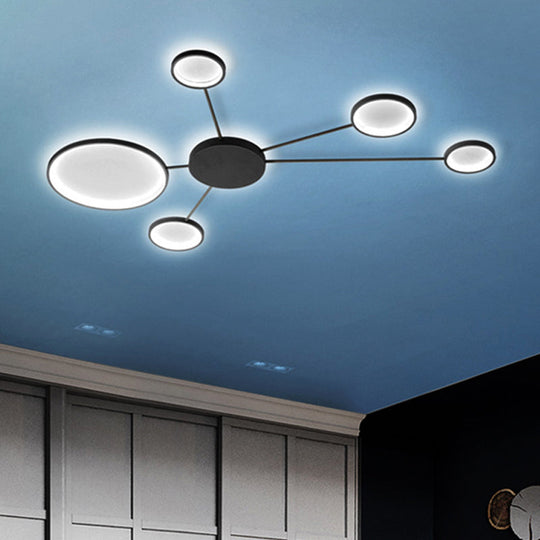 Modern Spoke Design Led Flush Mount Acrylic Ceiling Light In Black/White – Warm/White