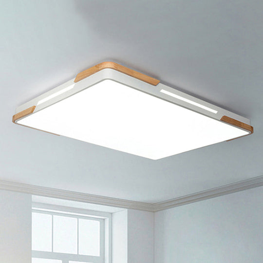 Stylish Nordic Rectangle Flushmount Acrylic Led Ceiling Light For Balcony And Hotel White