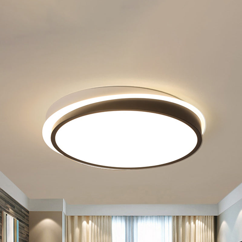 18’/23.5’ Dia Black Led Flush Mount Ceiling Light - Simple Metal Design With Acrylic Diffuser