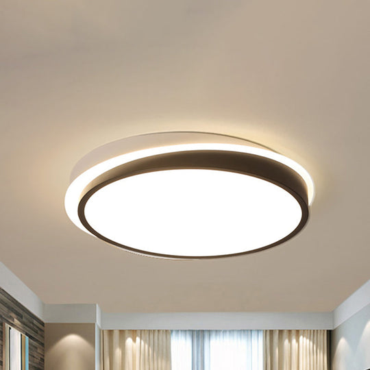 18’/23.5’ Dia Black Led Flush Mount Ceiling Light - Simple Metal Design With Acrylic Diffuser
