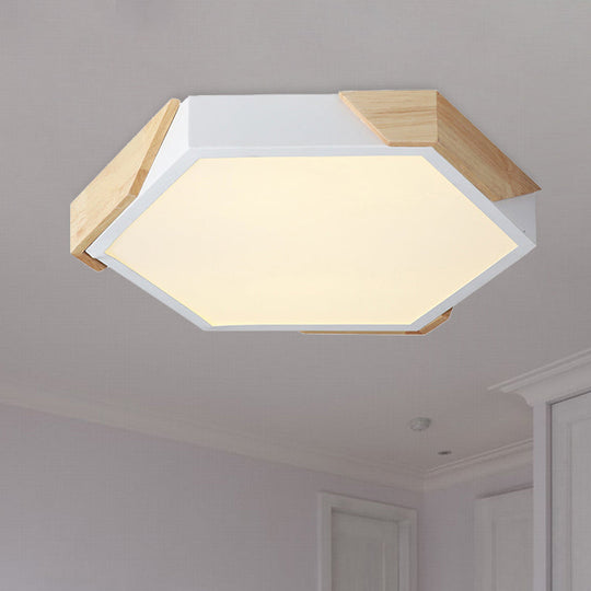 Hexagon Ceiling Light For Kindergarten - Slim Panel Macaron Loft Led In Warm