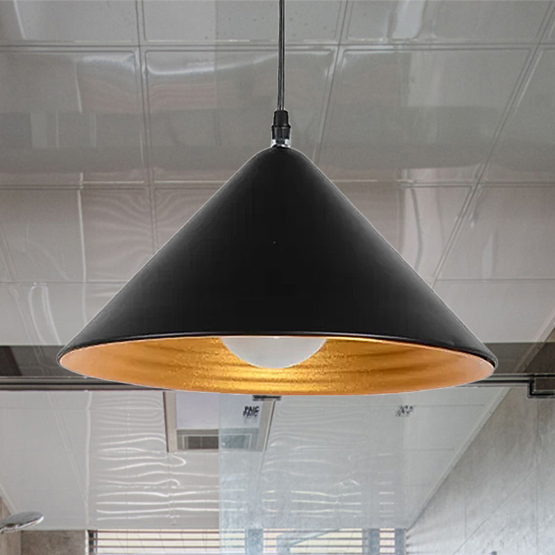 Contemporary Metal Ceiling Lamp Cone Shade With Gold Ripple Inside - Wide Options Elegant Hanging