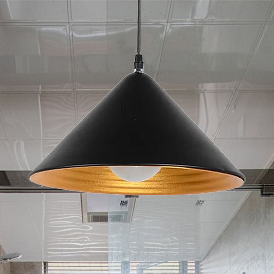 Contemporary Metal Ceiling Lamp Cone Shade With Gold Ripple Inside - Wide Options Elegant Hanging