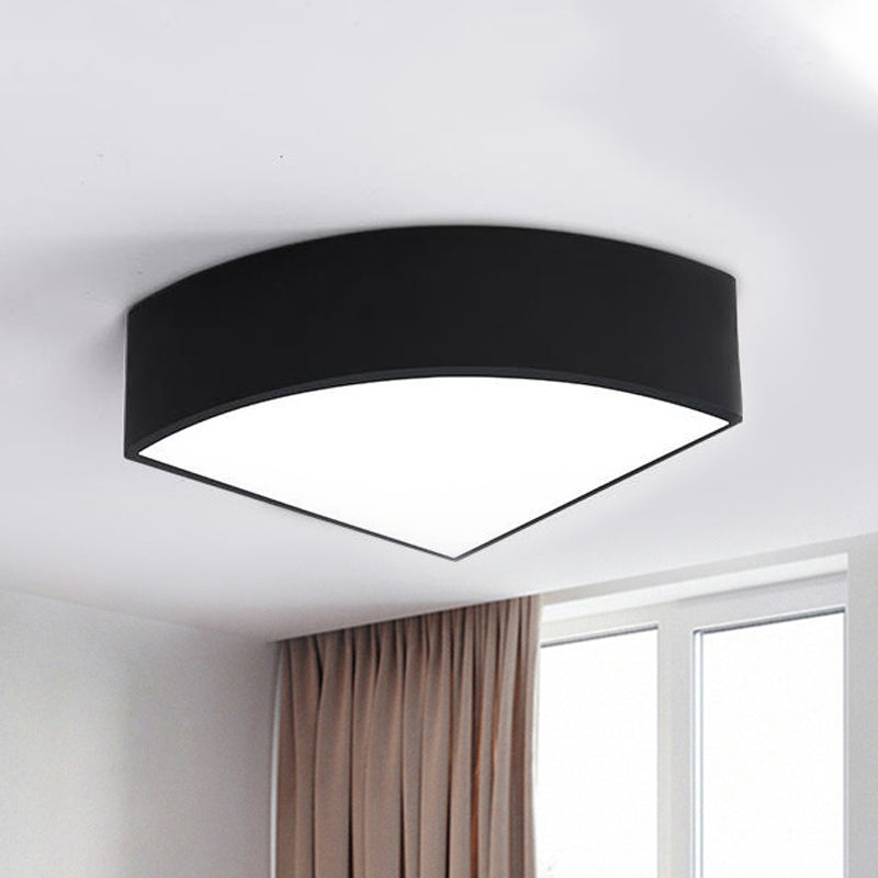 Modern White/Black Sector Flush Led Ceiling Light - Metal Mount 10/12/14 Wide