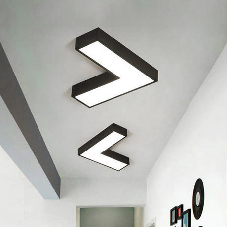 Modern Arrow Metal Flush Mount Led Ceiling Light - 10/14 Wide (White/Black) For Office With Opaline
